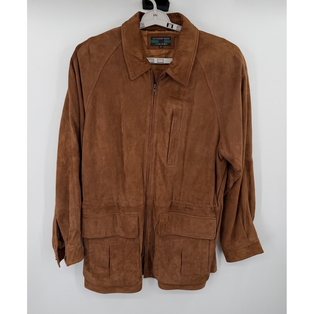 Vintage Alexander Julian Colours Mens Brown Suede Leather Field Jacket Size M